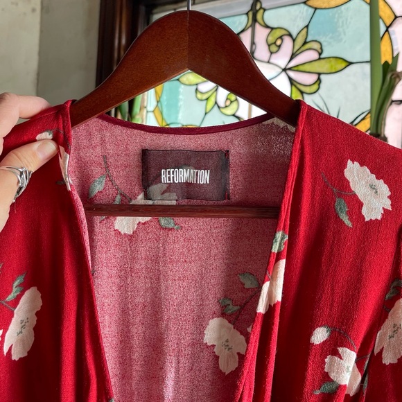 Reformation Red Flutter Sleeve Midi Sundress - Picture 4 of 4